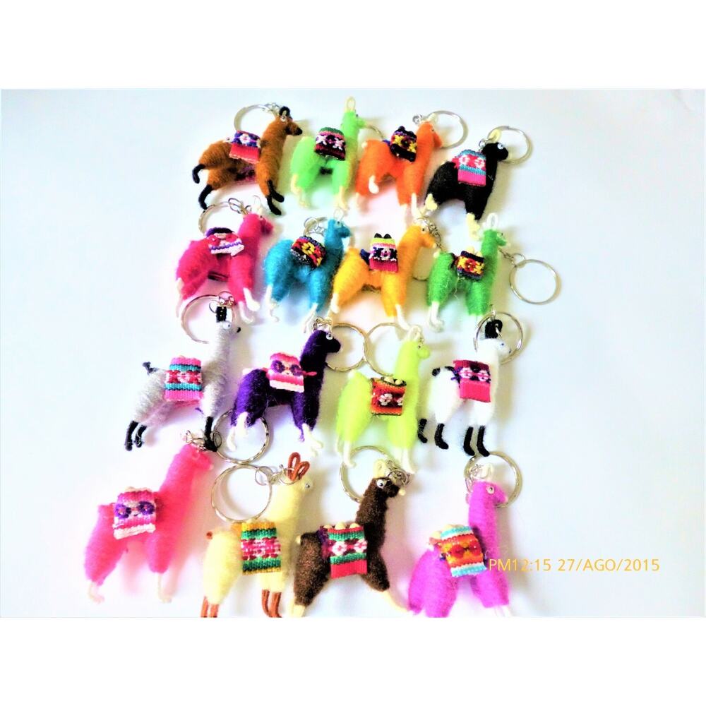 Lot 20 Llamas Keychains Handmade From Peru Beautiful Colors New